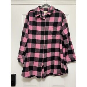 Roaman's Plaid Fleece Zipper Front Jacket Sz B4 100% Cotton Pink 2XL Outdoors